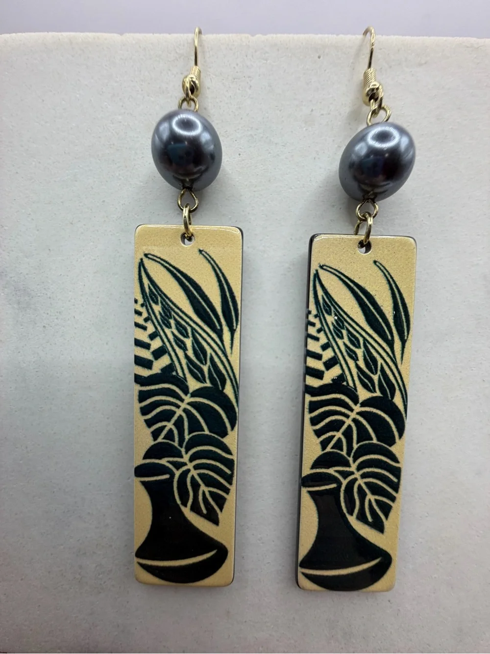 Hawaiian Poi Pounder Monstera Earrings | Tropical Acrylic Dangle Earrings